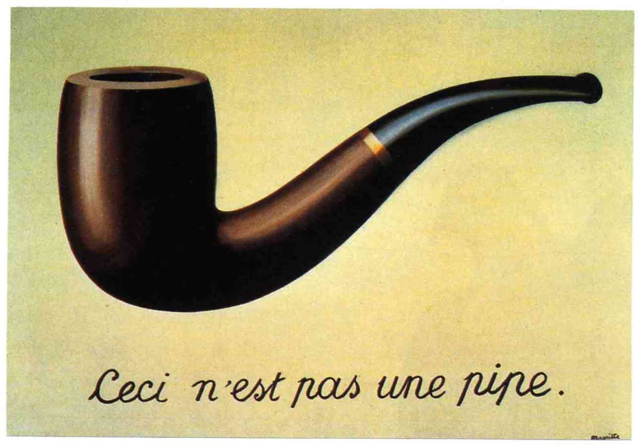 Imagem Ceci n'est pas une pipe. Parece um cachimbo mas não é. Surrealismo