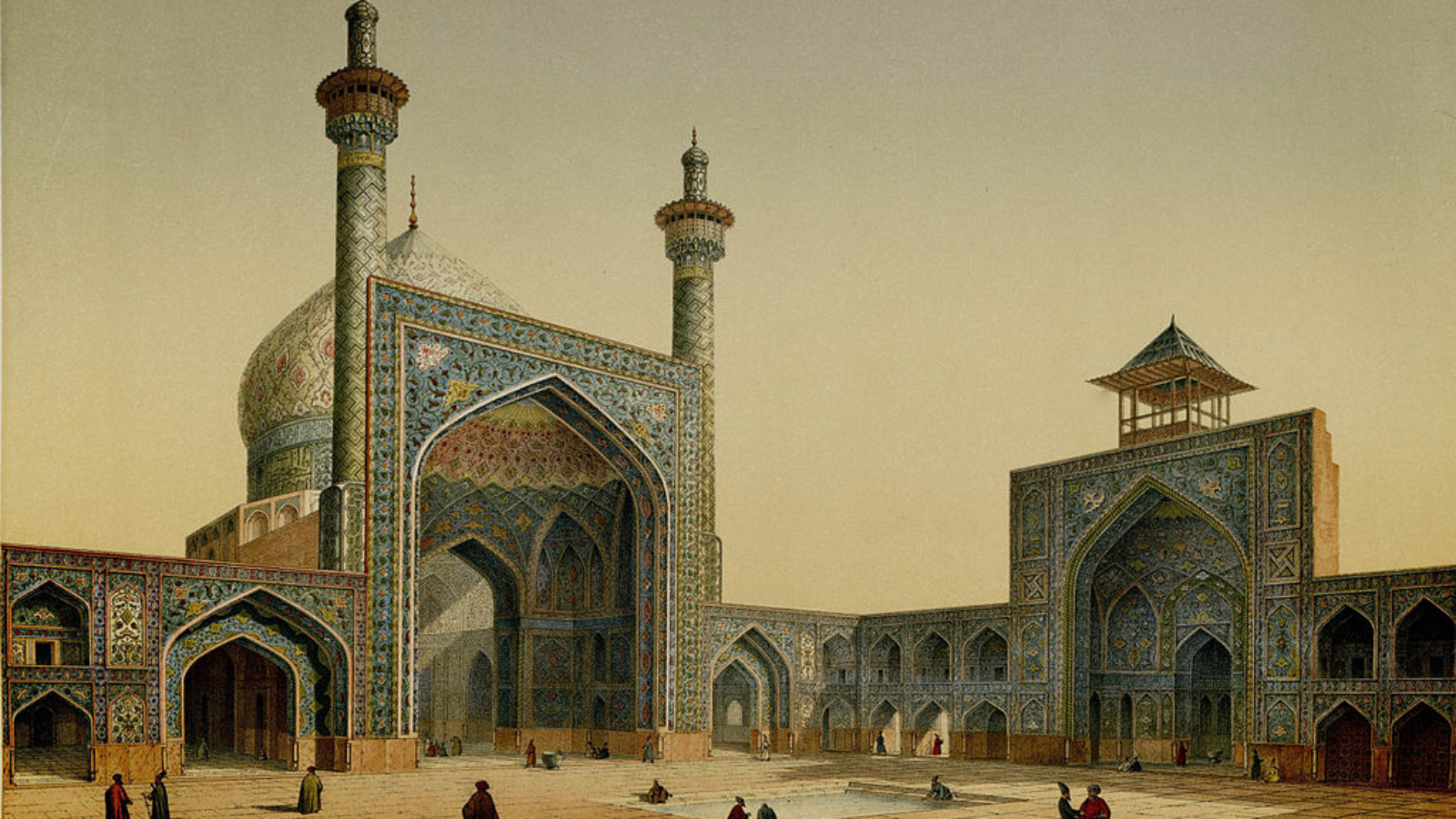 Pintura feita pelo arquiteto francês Pascal Coste, que visitou a Pérsia em 1841. Fonte: Wikipédia